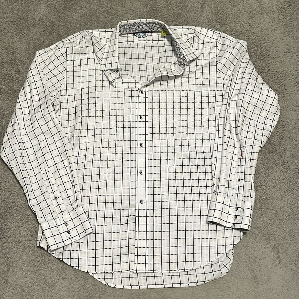 EC Robert Graham Button Down - Brocade Design on Tattersall Contrast - Size XL